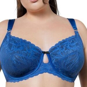 Parfait Charlotte Lace Unlined Underwire Bra Royal Blue Full Bust 38J